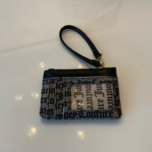 Juicy Couture Logo Wristlet Wallet | Black & Gray Monogram